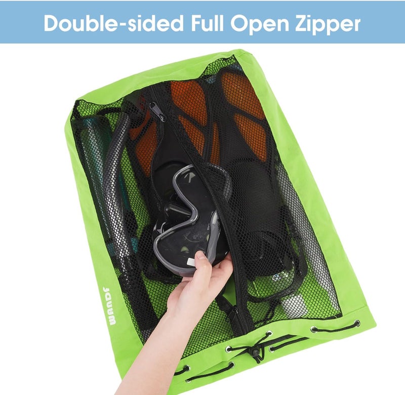 WANDF Swim Bag Mesh Drawstring Backpack Beach Backpack for Swimming, Gym, and Workout Gear - Image 3